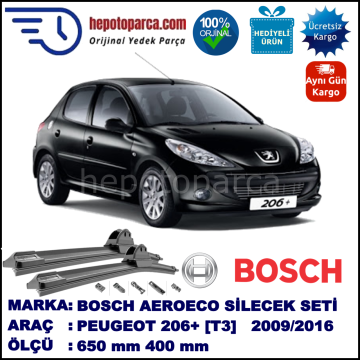 PEUGEOT 206+ [T3] 03.2009-..., 650 / 400 mm. BOSCH AEROECO Aparatlı Muz Silecek