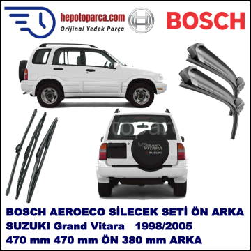SUZUKI Grand Vitara  03,1998-09,2005 Bosch Aeroeco Ön ve Arka Silecek Takımı