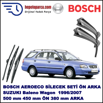 SUZUKI Baleno Wagon  08,1996-09,2007 Bosch Aeroeco Ön ve Arka Silecek Takımı