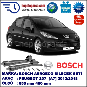 PEUGEOT 207+ [A7] 11.2012-..., 650 / 400 mm. BOSCH AEROECO Aparatlı Muz Silecek