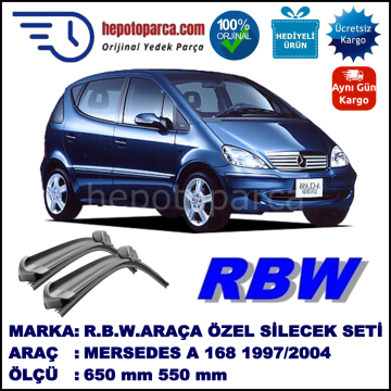 MERCEDES-BENZ Serie A [168] 10.97-08.04 650 / 550 mm. RBW Muz Silecek Seti  2'li Takım. U Kanca Uyumludur.