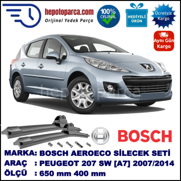 PEUGEOT 207 SW [A7] 06.2007-..., 650 / 400 mm. BOSCH AEROECO Aparatlı Muz Silecek