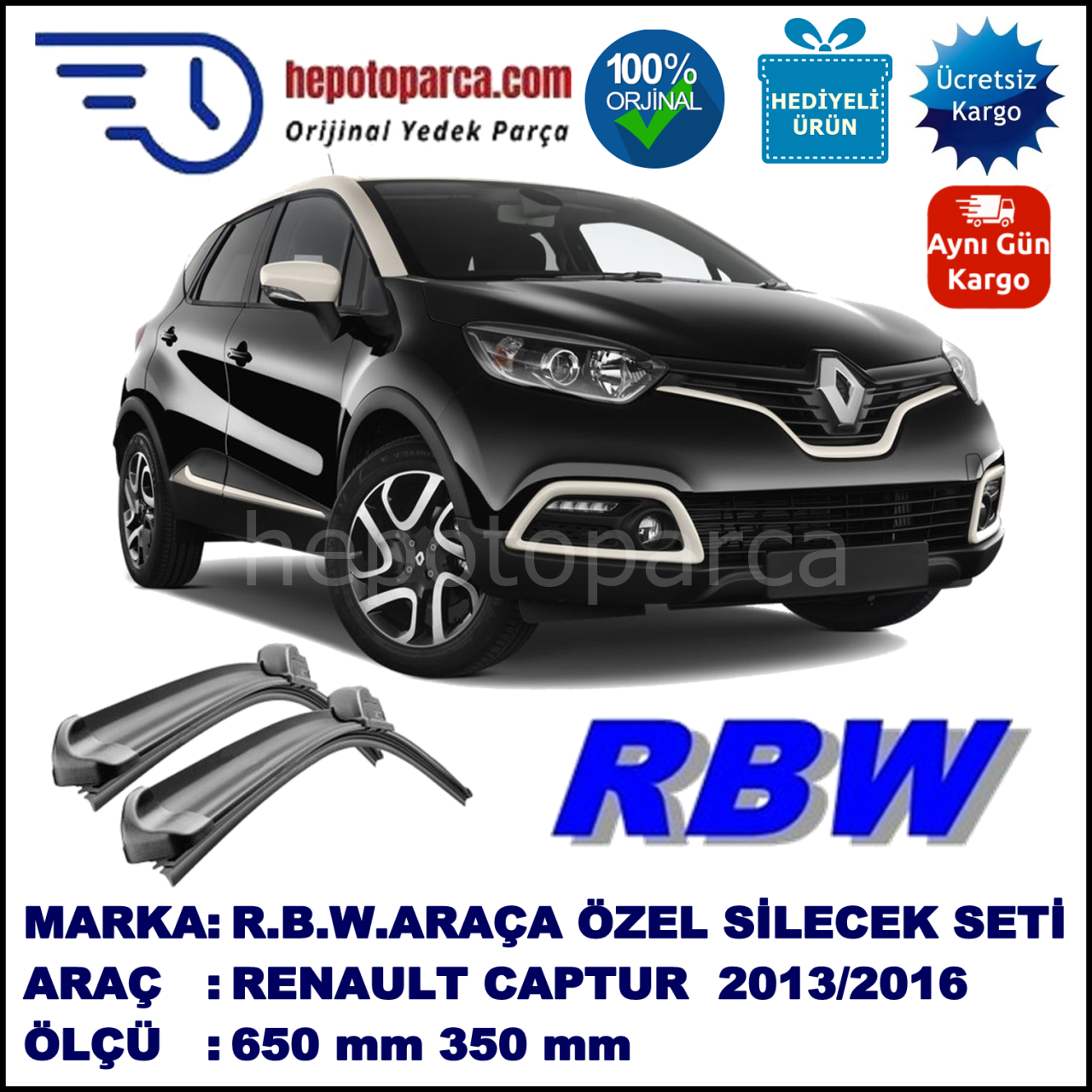 RENAULT CAPTUR MUZ SİLECEK TAKIMI RBW ARACA ÖZEL (2013-2016)