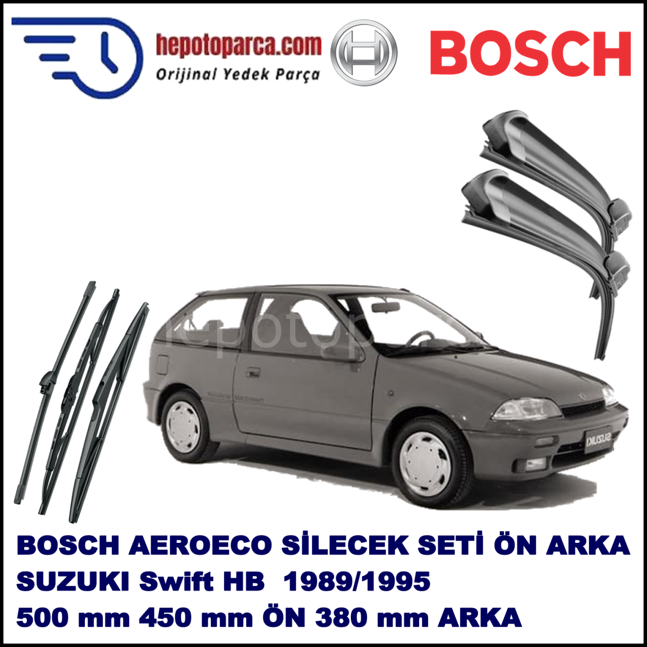 SUZUKI Swift Hatchback [EA] 01,1989-09,1995 Bosch Aeroeco Ön ve Arka Silecek Takımı