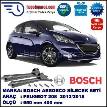 PEUGEOT 208  01.2012-..., 650 / 400 mm. BOSCH AEROECO Aparatlı Muz Silecek