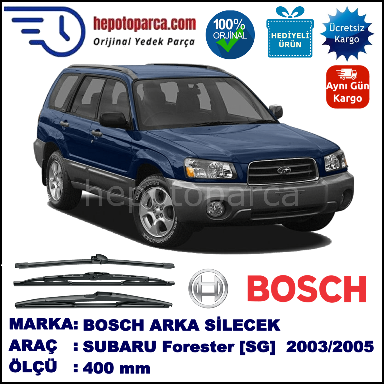 SUBARU Forester  [SG] 400 mm 06.2003-05.2005 BOSCH Arka Silecek