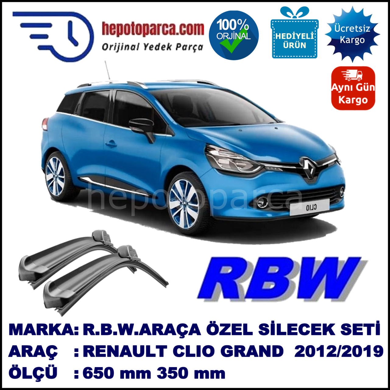 RENAULT CLIO GRANDTOUR 4 MUZ SİLECEK TAKIMI RBW ARACA ÖZEL (2013→)