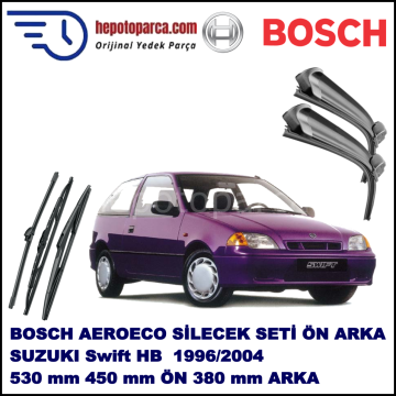 SUZUKI Swift Hatchback [MA] 03,1996-12,2004 Bosch Aeroeco Ön ve Arka Silecek Takımı