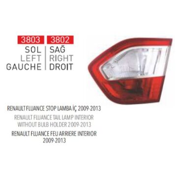 PLEKSAN.3802 FLUANCE  STOP LAMBASI İÇ SAĞ RENAULT