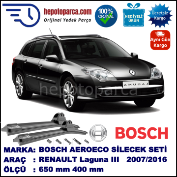 RENAULT Laguna III Grandtour [KT.] 07.2007-..., 650 / 400 mm. BOSCH AEROECO Aparatlı Muz Silecek