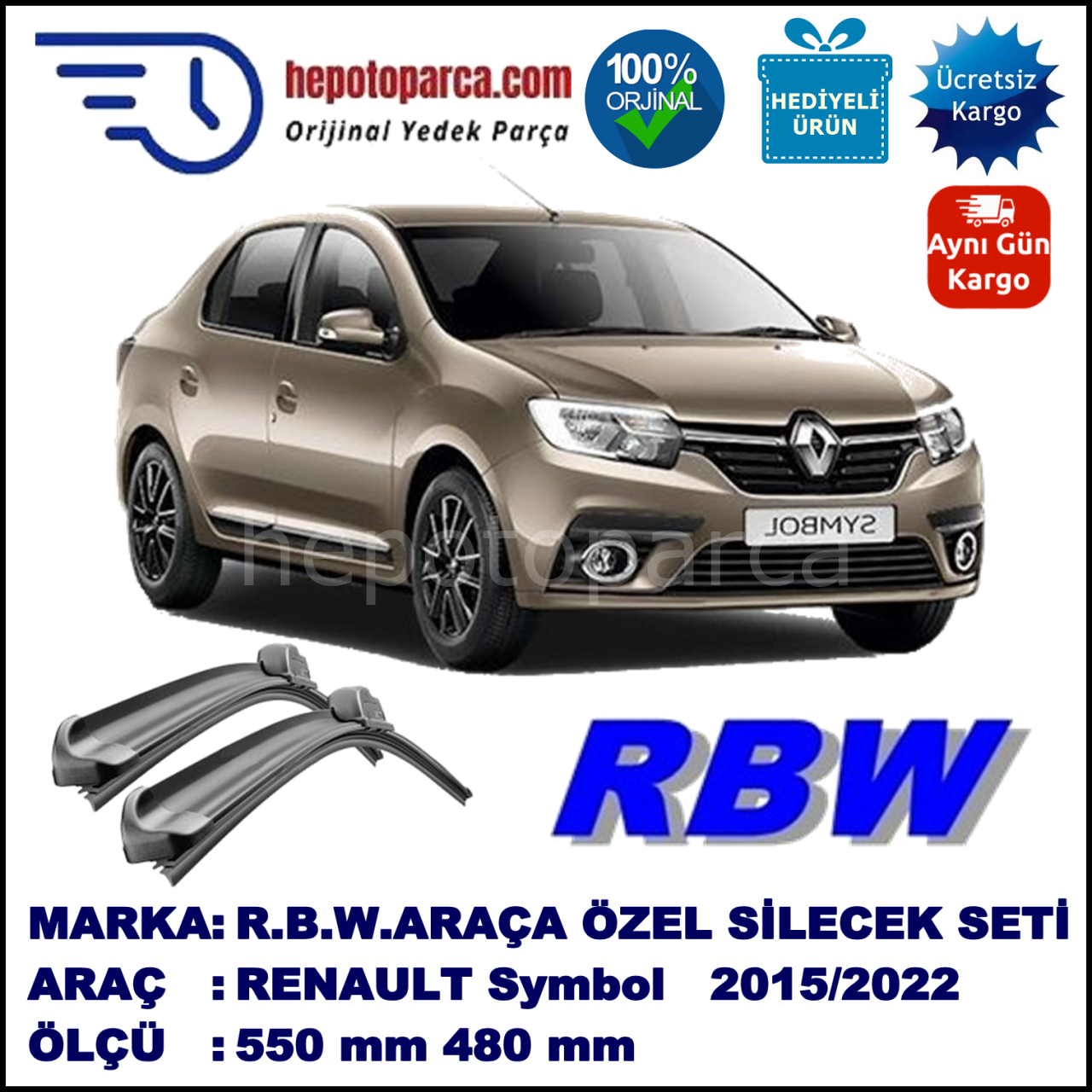 RENAULT SYMBOL 3 MUZ SİLECEK TAKIMI RBW ARACA ÖZEL (2015→)