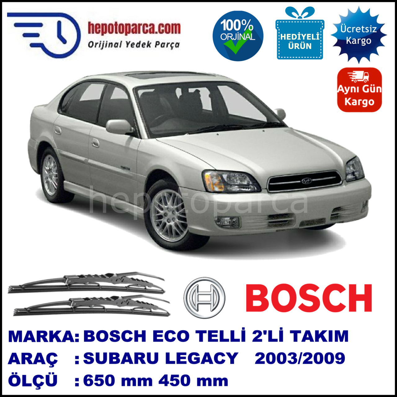 SUBARU Legacy [BL/BP] 07.03-05.09 600 / 450 mm. BOSCH ECO Telli Silecek 2'li Takım