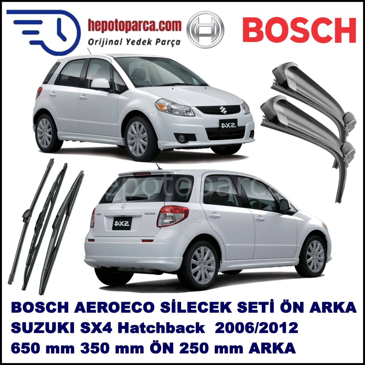 SUZUKI SX4 Hatchback  05,2006-,,, Bosch Aeroeco Ön ve Arka Silecek Takımı
