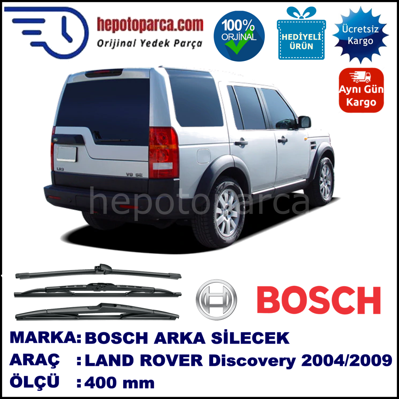 LAND ROVER  Discovery III/IV  400 mm 09.2004-... BOSCH Arka Silecek