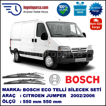 CITROEN Jumper [U5] 02.2002-05.2006 550 / 550 mm. BOSCH Telli Silecek 2'li Takım U Kanca Uyumlu