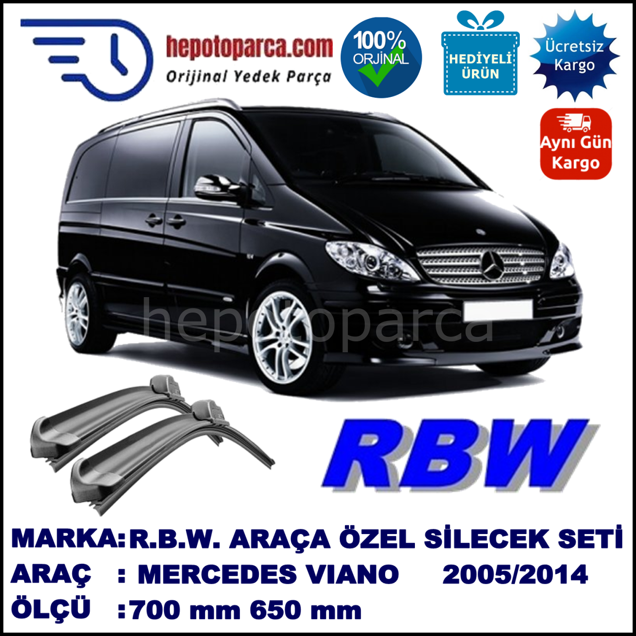 MERCEDES VIANO MUZ SİLECEK TAKIMI RBW ARACA ÖZEL (2005-2014)