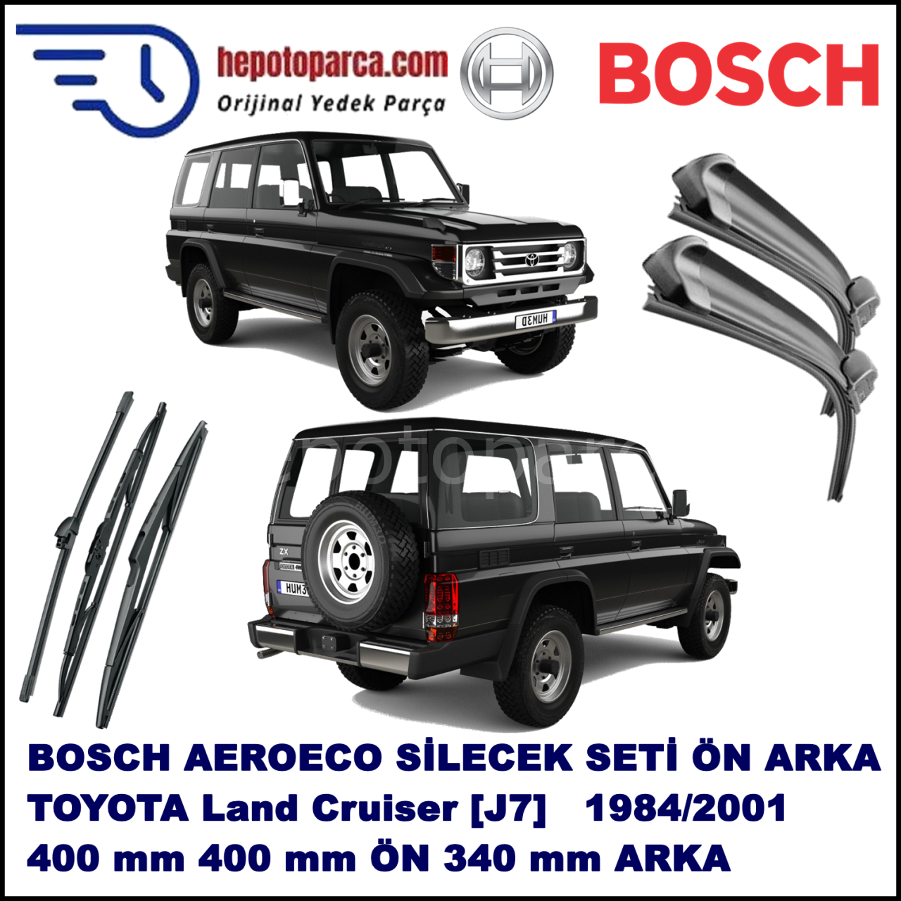 TOYOTA Land Cruiser [J7] 11,1984-08,2001 Bosch Aeroeco Ön ve Arka Silecek Takımı