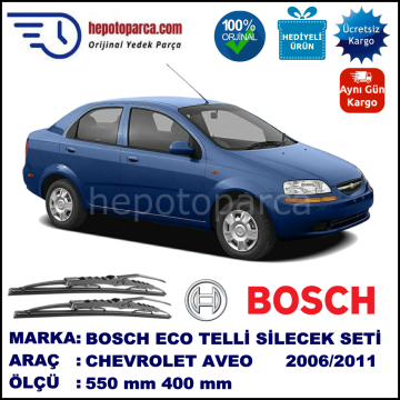 CHEVROLET Aveo [KL1S, T250; KL1S, T255] 02.06-12.11 550 / 400 mm. BOSCH ECO Telli Silecek 2'li Takım
