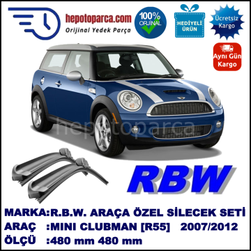 MINI (BMW) Mini Clubman [R 55] 11.07-04.12 480 / 480 mm. RBW Muz Silecek Seti  2'li Takım. U Kanca Uyumludur.