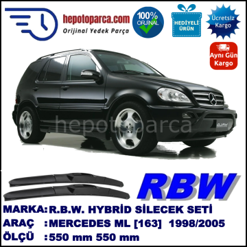 MERCEDES-BENZ Serie ML [163] 03.98-06.05 550 / 550 mm. RBW Hybrid Silecek Seti. U Kanca Uyumlu Hibrit