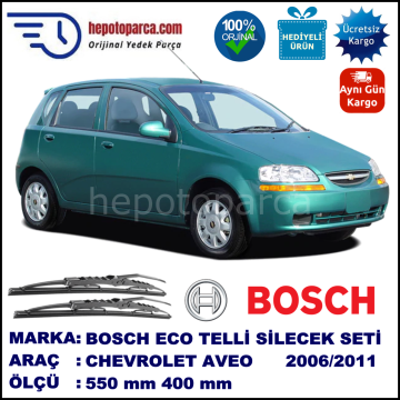 CHEVROLET Aveo Hatchback [KL1S, T250; KL1S, T255] 02.06-12.11 550 / 400 mm. BOSCH ECO Telli Silecek 2'li Takım