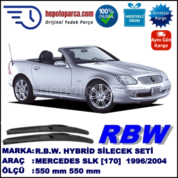 MERCEDES-BENZ Serie SLK [170] 09.96-03.04 550 / 550 mm. RBW Hybrid Silecek Seti. U Kanca Uyumlu Hibrit