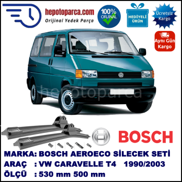 VW Caravelle T4 [70, 7D] 09.1990-06.2003, 530 / 500 mm. BOSCH AEROECO Aparatlı Muz Silecek