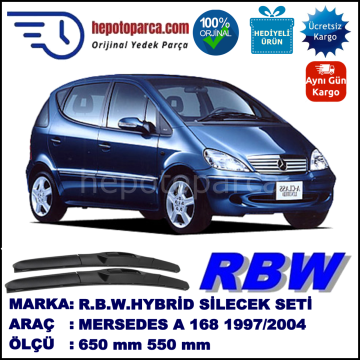 MERCEDES-BENZ Serie A [168] 10.97-08.04 650 / 550 mm. RBW Hybrid Silecek Seti. U Kanca Uyumlu Hibrit