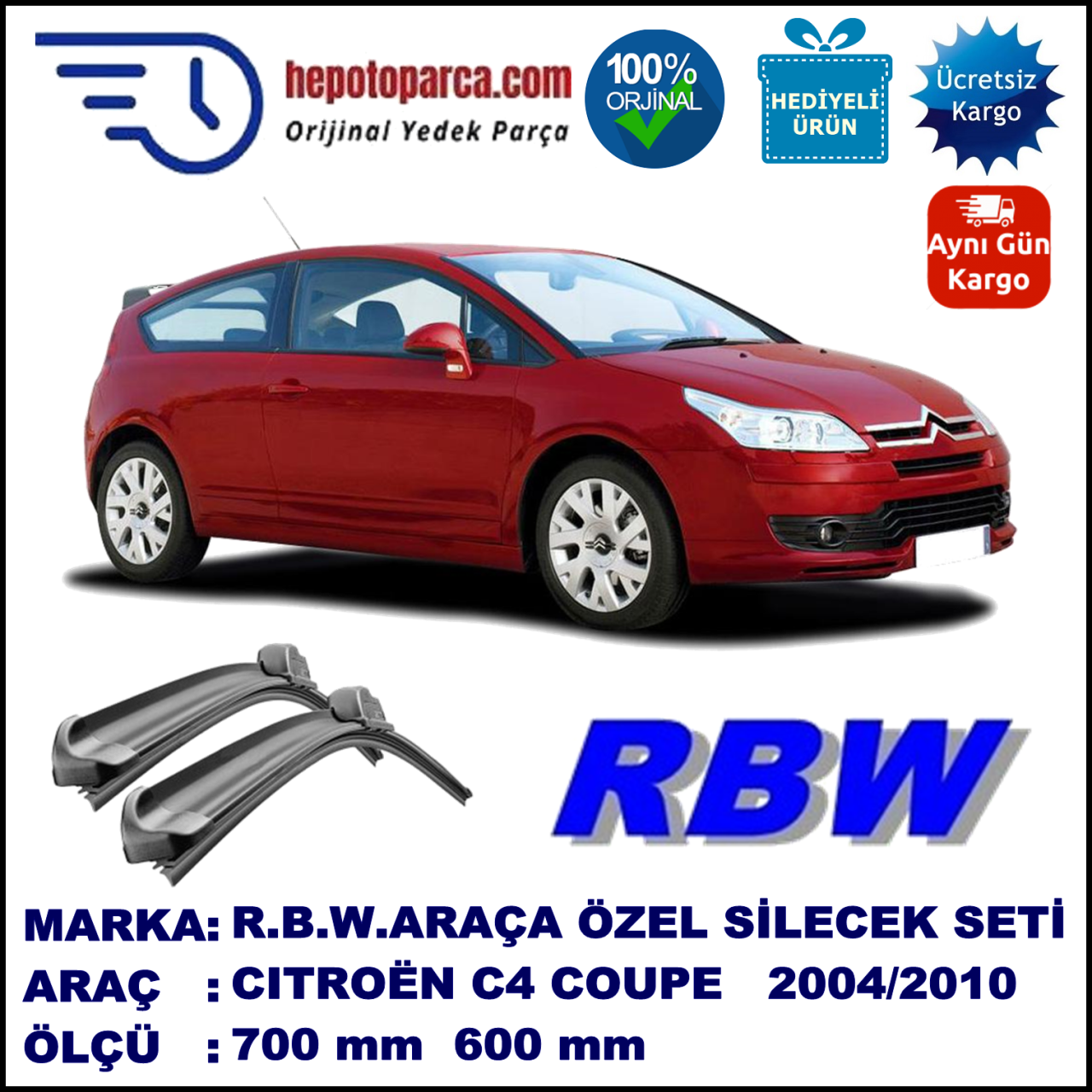 CITROËN C4 COUPÉ MUZ SİLECEK TAKIMI RBW ARACA ÖZEL (2004-2010)