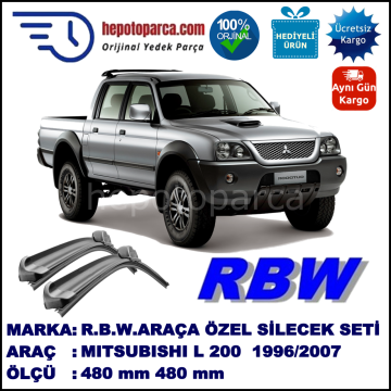 MITSUBISHI L 200 [K6/K7] 01.96-12.07 480 / 480 mm. RBW Muz Silecek Seti  2'li Takım. U Kanca Uyumludur.