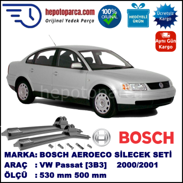 VW Passat [3B3] 10.2000-10.2001, 530 / 500 mm. BOSCH AEROECO Aparatlı Muz Silecek