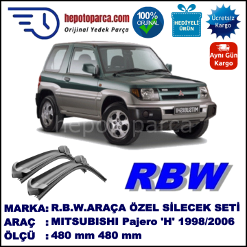 MITSUBISHI Pajero Pinin [H] 06.98-02.06 480 / 480 mm. RBW Muz Silecek Seti  2'li Takım. U Kanca Uyumludur.