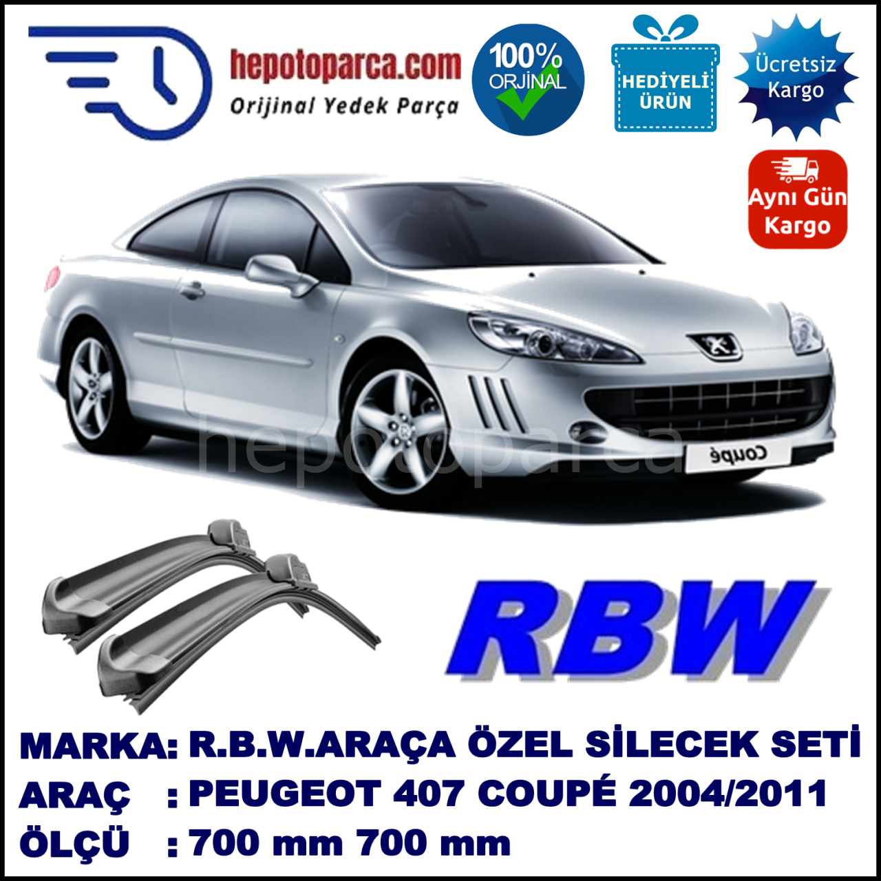 PEUGEOT 407 COUPÉ SEDAN SW MUZ SİLECEK TAKIMI RBW ARACA ÖZEL (2004-2011)
