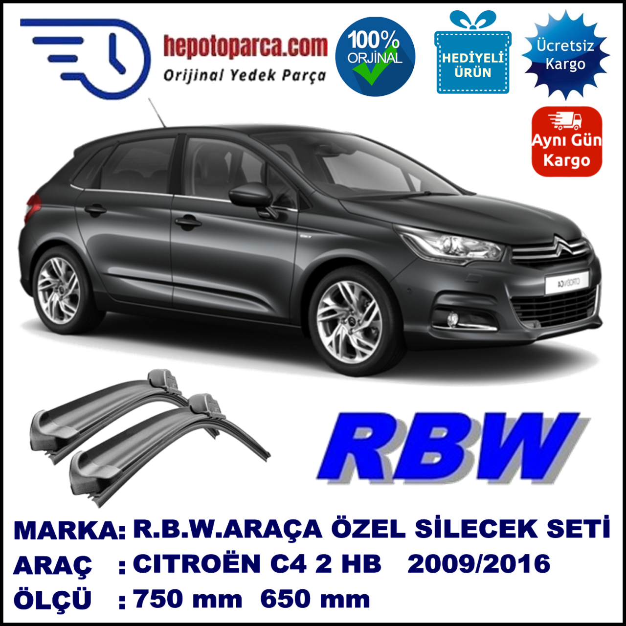CITROËN C4 2 HB MUZ SİLECEK TAKIMI RBW ARACA ÖZEL (2009→)