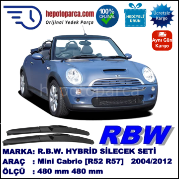 MINI (BMW) Mini Cabrio [R 52; R 57] 07.04-04.12 480 / 480 mm. RBW Hybrid Silecek Seti. U Kanca Uyumlu Hibrit