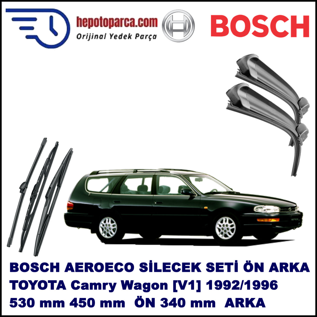 TOYOTA Camry Wagon [V1] 03,1992-07,1996 Bosch Aeroeco Ön ve Arka Silecek Takımı