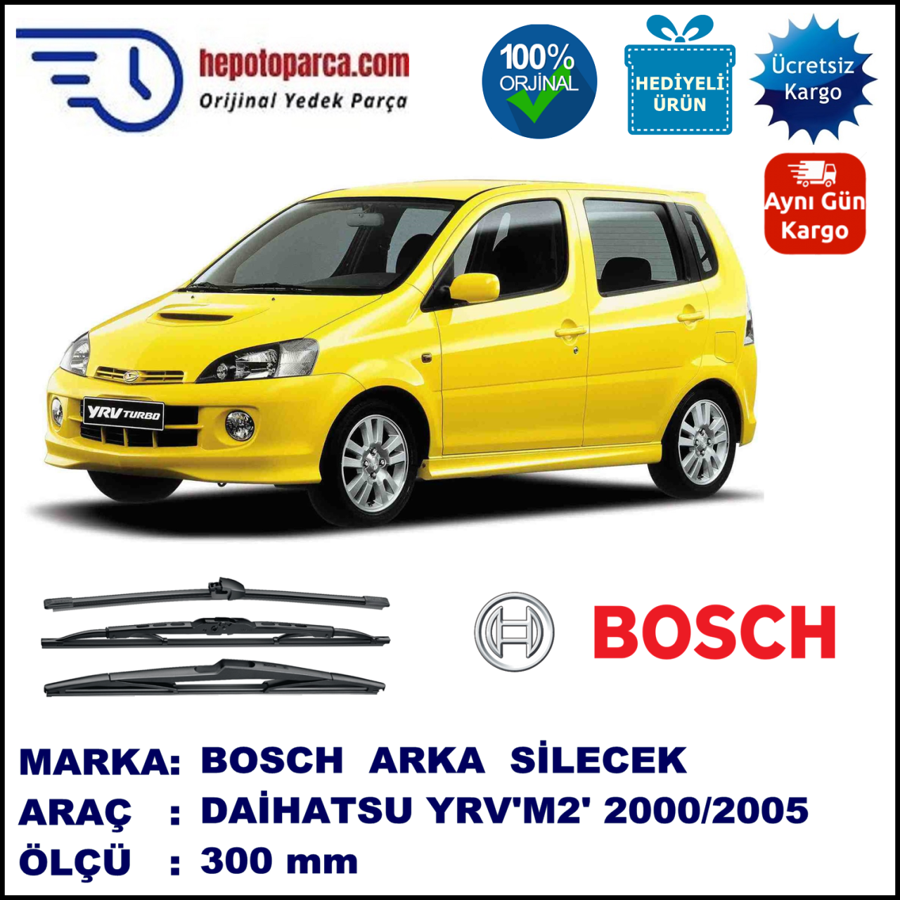 DAIHATSU YRV [M2] 300 mm 08.2000-07.2005 BOSCH Arka Silecek
