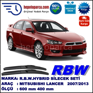 MITSUBISHI Lancer [CY/CZ] 03.07-... 600 / 400 mm. RBW Hybrid Silecek Seti. U Kanca Uyumlu Hibrit