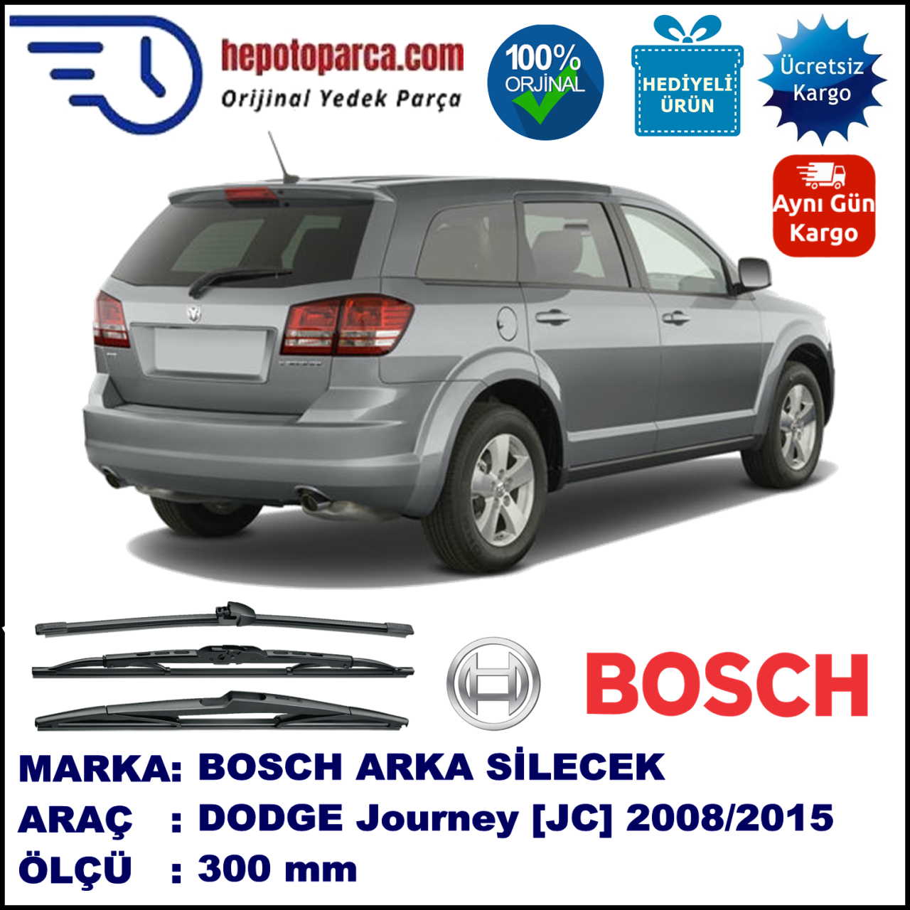 DODGE Journey [JC] 300 mm 05.2008-... BOSCH Arka Silecek