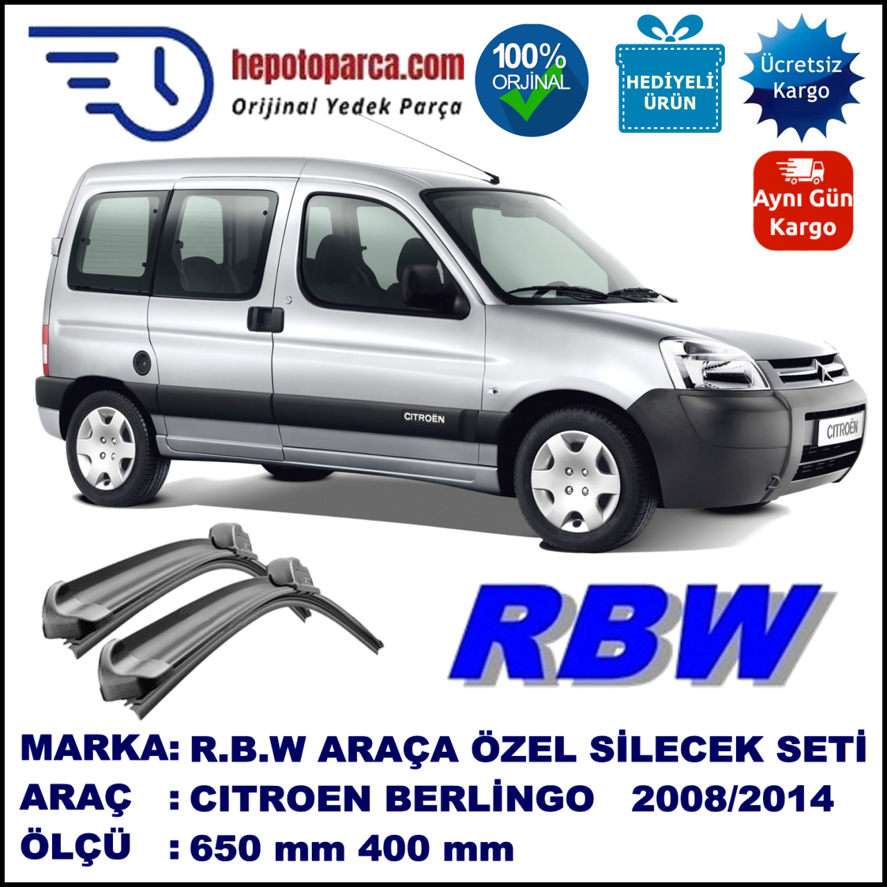 CITROËN BERLINGO MUZ SİLECEK TAKIMI RBW ARACA ÖZEL (2008→)