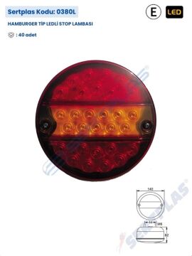 0380L HAMBURGER TİP LEDLİ STOP LAMBASI