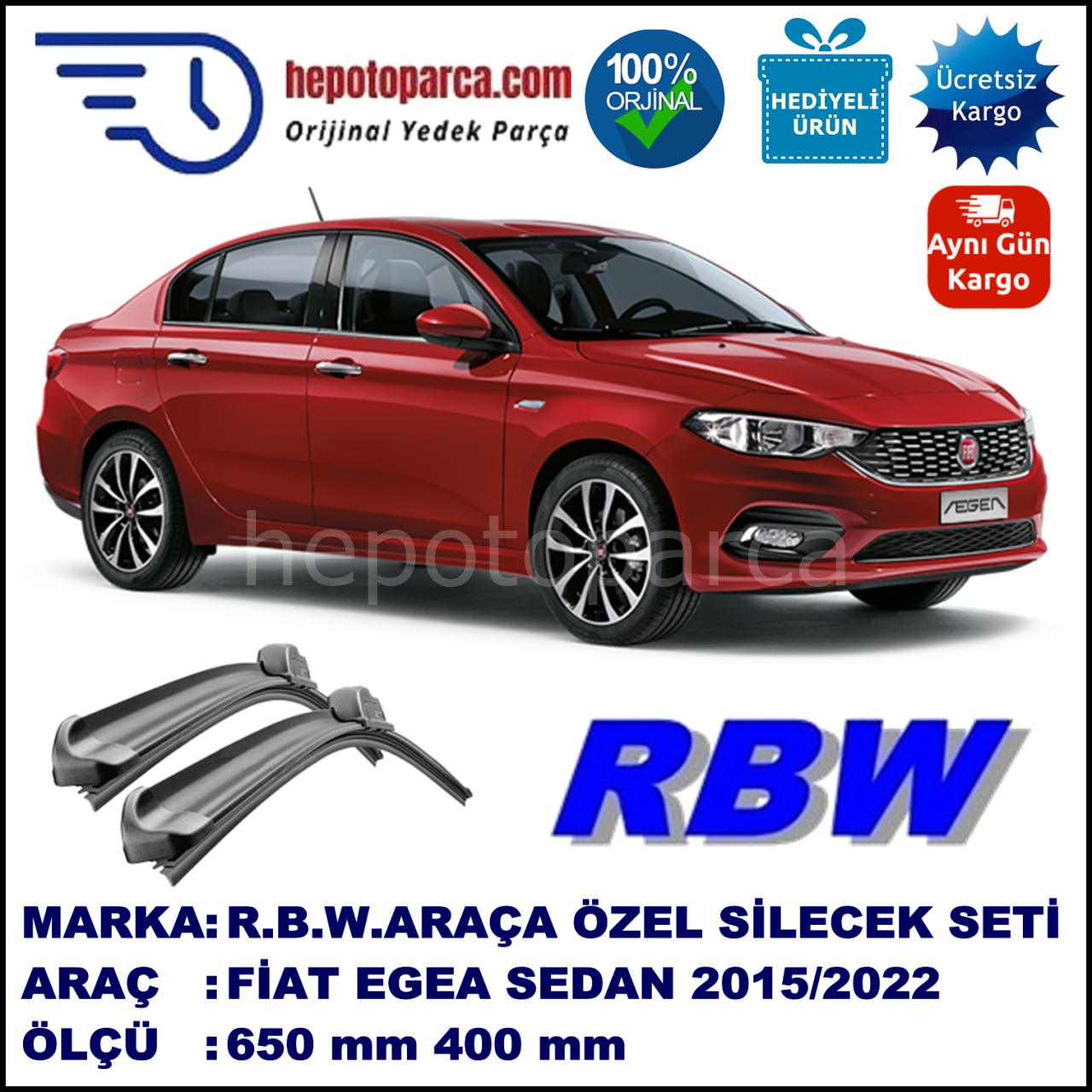 FIAT EGEA SEDAN MUZ SİLECEK TAKIMI RBW ARACA ÖZEL (2015→)