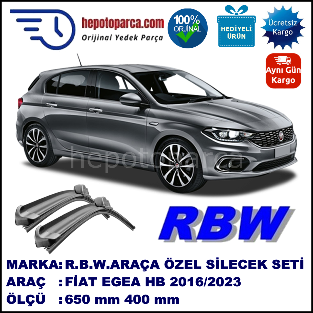 FİAT EGEA HB/SWMUZ SİLECEK TAKIMI RBW ARACA ÖZEL (2016→)