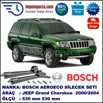 JEEP Grand Cherokee [WG] 09.2000-12.2004, 530 / 530 mm. BOSCH AEROECO Aparatlı Muz Silecek