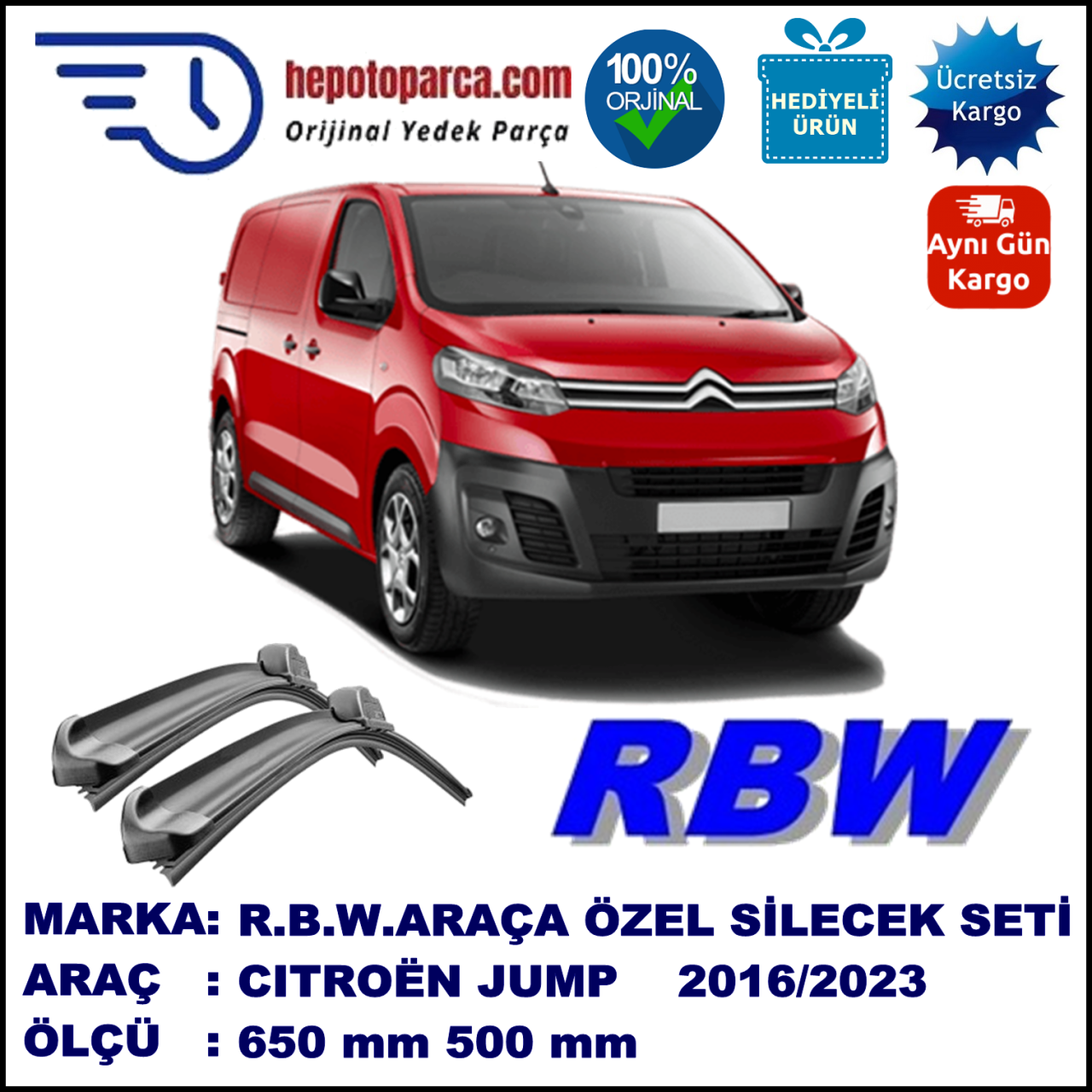 CITROËN JUMPY MUZ SİLECEK TAKIMI RBW ARACA ÖZEL (2016→)