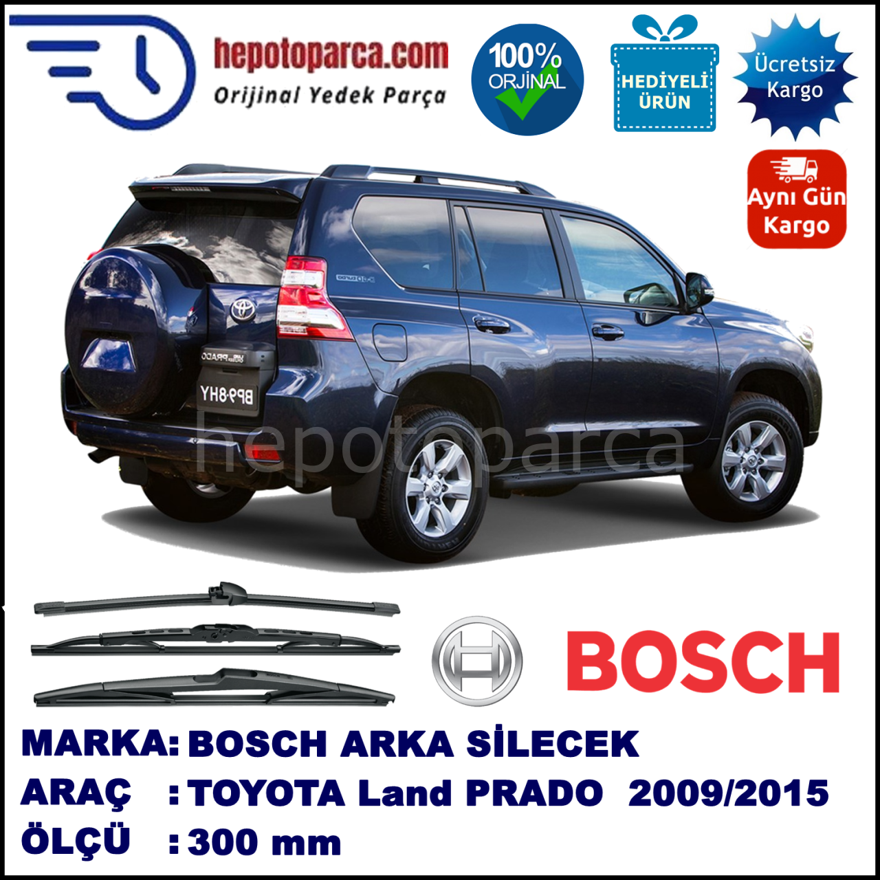 TOYOTA Land Cruiser Prado [J15] 300 mm 09.2009-... BOSCH Arka Silecek