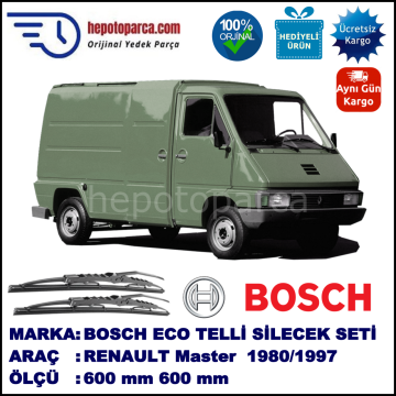 RENAULT Master  09.1980-09.1997 600 / 600 mm. BOSCH Telli Silecek 2'li Takım U Kanca Uyumlu