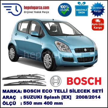 SUZUKI Splash [EX] 01.08-... 550 / 400 mm. BOSCH ECO Telli Silecek 2'li Takım