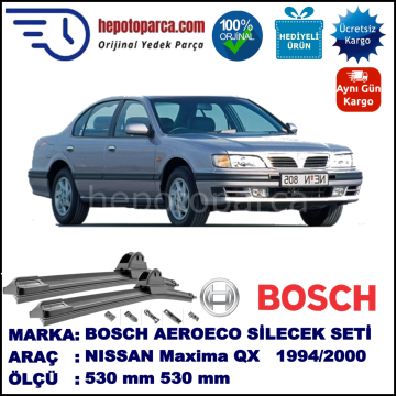 NISSAN Maxima QX [A32] 10.1994-01.2000, 530 / 530 mm. BOSCH AEROECO Aparatlı Muz Silecek