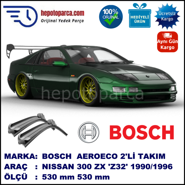 NISSAN 300 ZX [Z32] 01.1990-03.1996, 530 / 530 mm. BOSCH AEROECO Aparatlı Muz Silecek